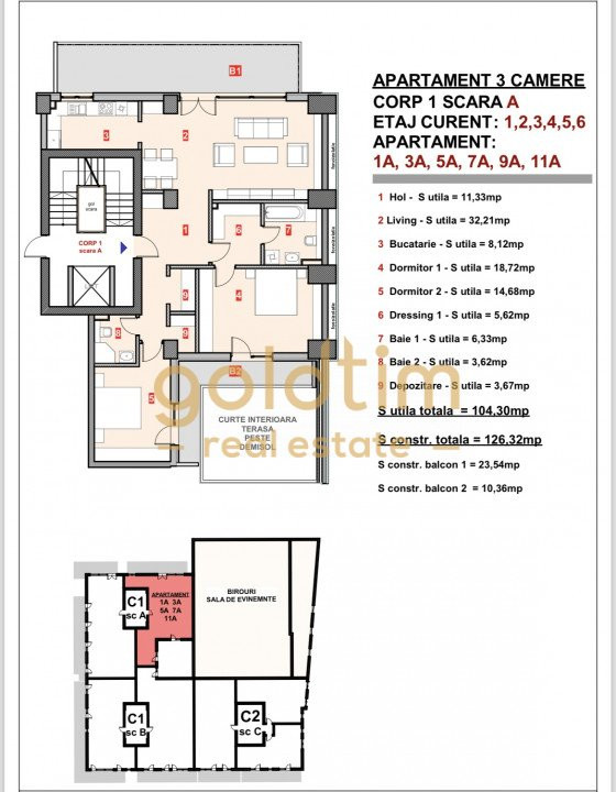 APARTAMENT 3 CAMERE LUX/PROIECT HERASTRAU/2TERASE 111mp/LOCATIE PREMIUM/NORDULUI