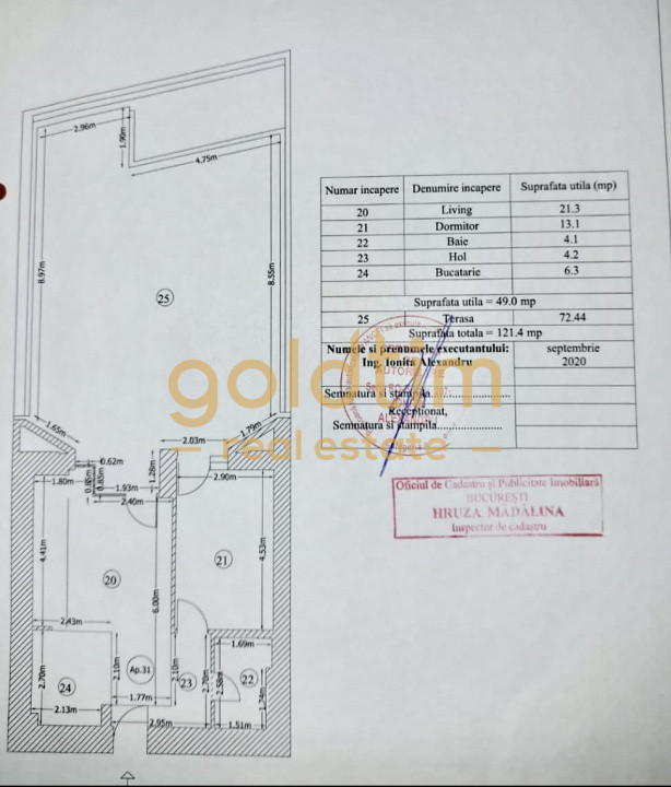 2 CAMERE 49MP+TERASA 73MP/PARCARE SUBTERANA/FLOREASCA-BARBU VACARESCU/AN 2020